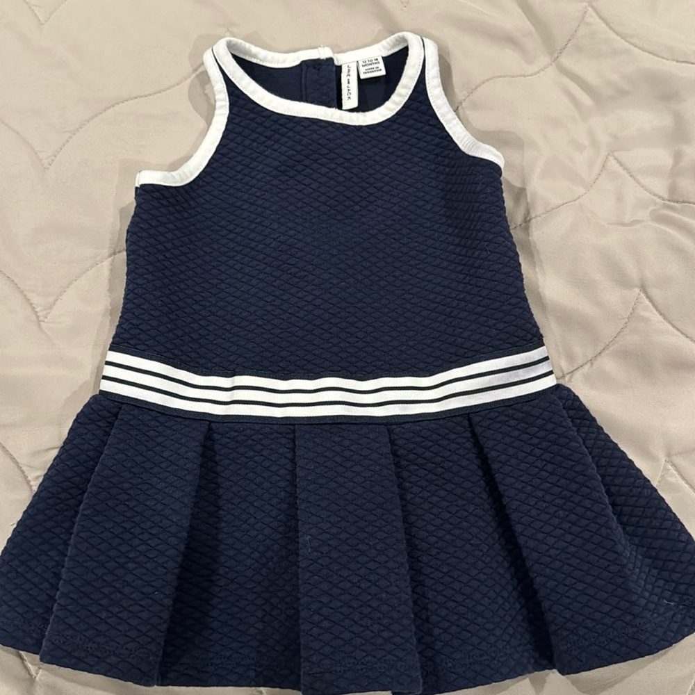 Janie and Jack Navy and White Dress. 12-18 months.